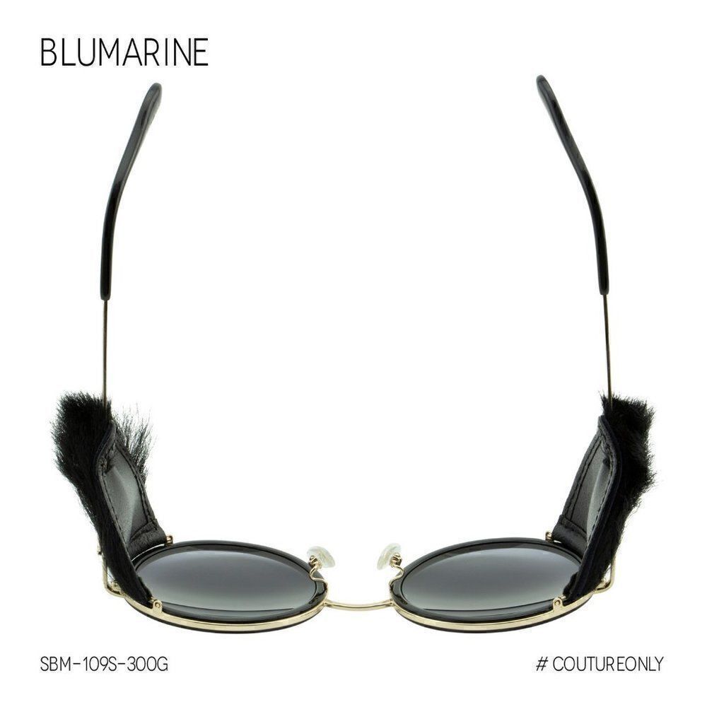 New Blumarine Black & Gold Women Sunglasses Round SBM-109S Faux-Fur Limited Ed. - Picture 12 of 14